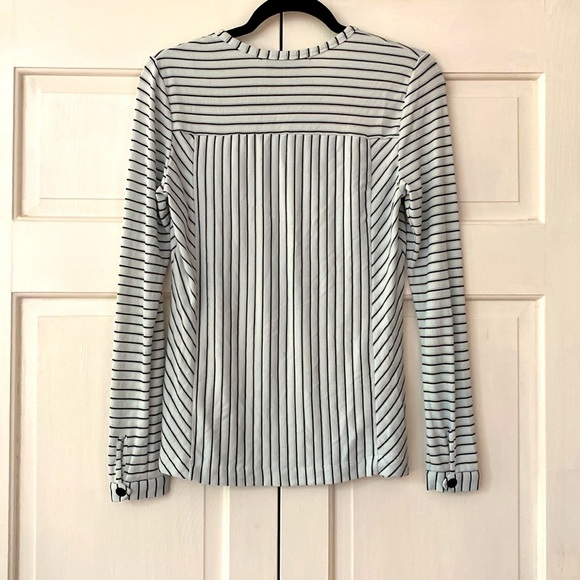 Athleta X Derek Lam IOC White Striped Madison Ave long Sleeve Athletic Shirt Top - Picture 5 of 9